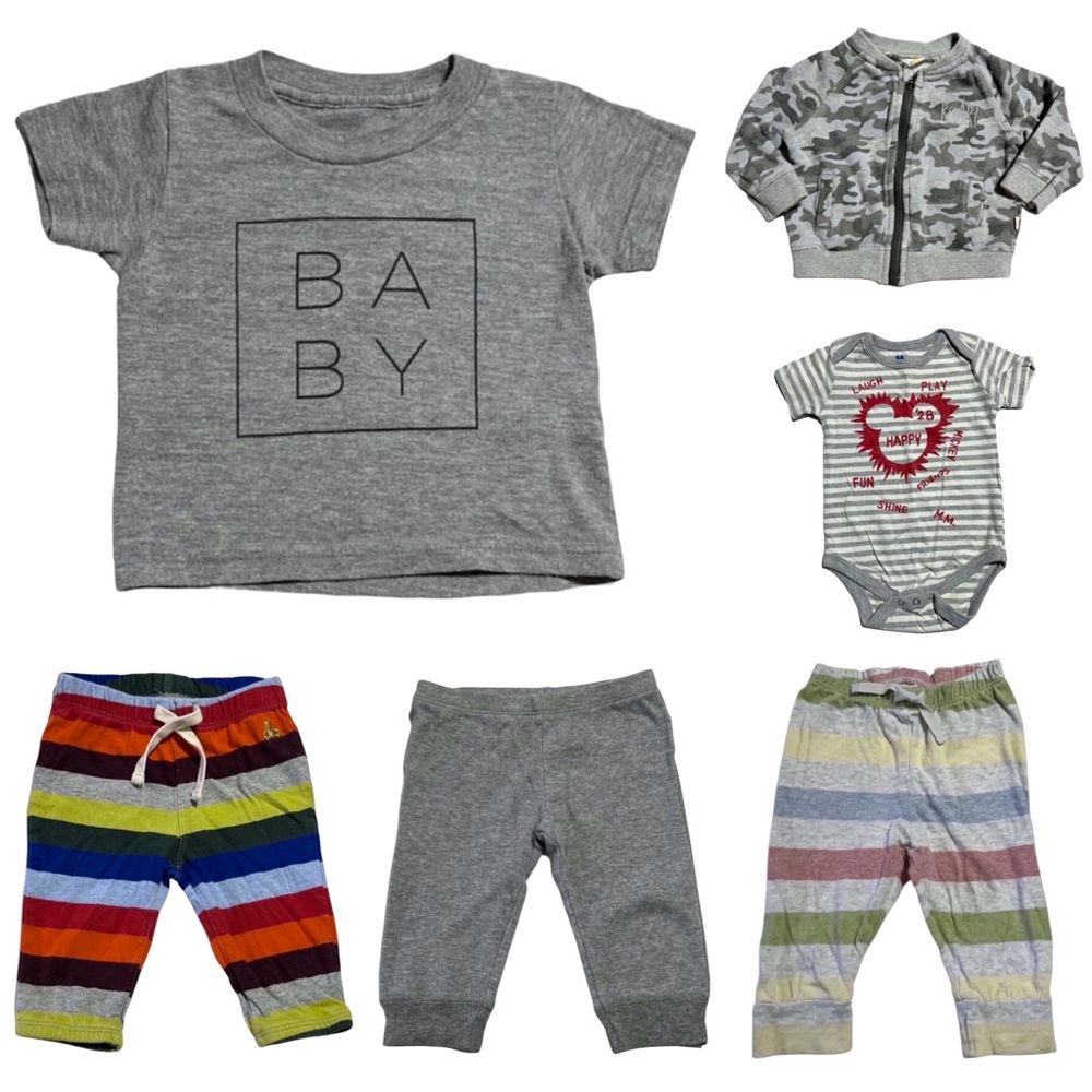 Mixed brand/Mix & Match 6 piece cotton baby boy bundle 3-6 months